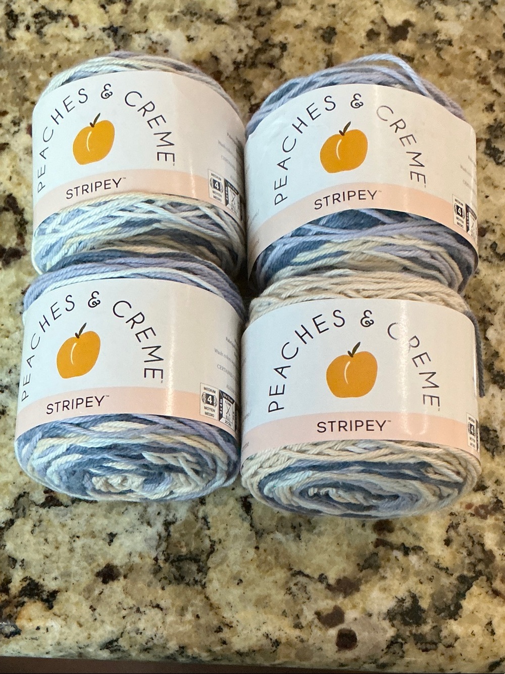 Peaches & Creme Stripey Yarn - Blue & Cream Ombre Skeins